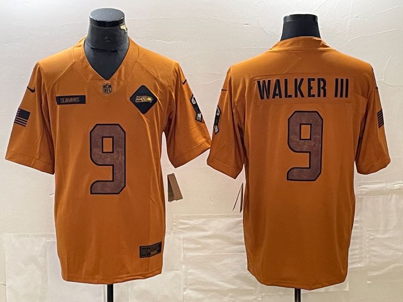 Men Seattle Seahawks #9 Walker iii brown Nike 2023 Salute To Service Limited NFL Jersey